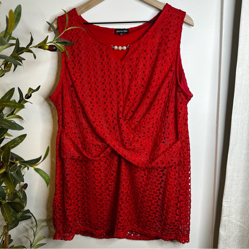 Olivia Blu Red Top 2X